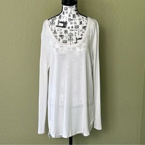 White House Black Market White Long Sleeve Tunic Shirt